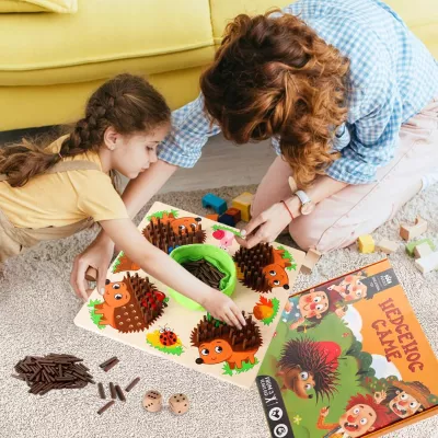 Drewniana Gra Montessori Jeż Edukacyjna Gra Matematyczna nauka liczenia