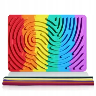 Sensoryczna tablica aktywności dwustronna silikonowa Montessori rainbow