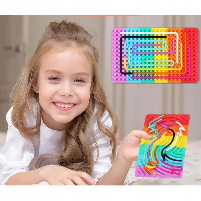Sensoryczna tablica aktywności dwustronna silikonowa Montessori rainbow