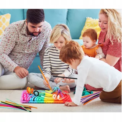 Sensoryczna tablica aktywności dwustronna silikonowa Montessori rainbow