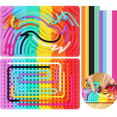 Sensoryczna tablica aktywności dwustronna silikonowa Montessori rainbow