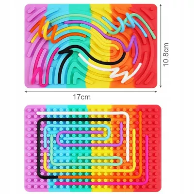 Sensoryczna tablica aktywności dwustronna silikonowa Montessori rainbow