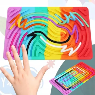 Sensoryczna tablica aktywności dwustronna silikonowa Montessori rainbow