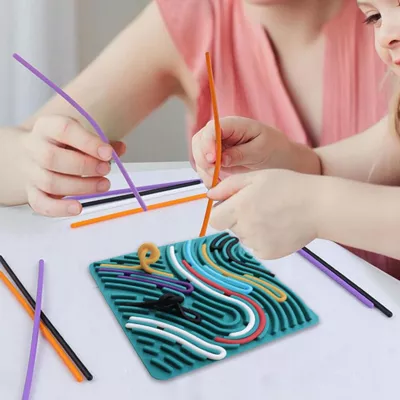 Edukacyjna przeplatanka mata sensoryczna antystresowa dla dzieci sznurki