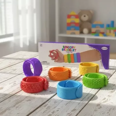 Komplet 6 kolorowych bransoletek sensorycznych antystresowych dla dzieci
