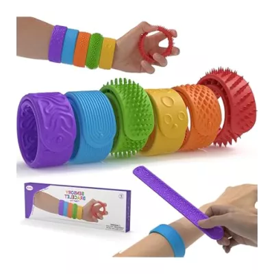 Komplet 6 kolorowych bransoletek sensorycznych antystresowych dla dzieci