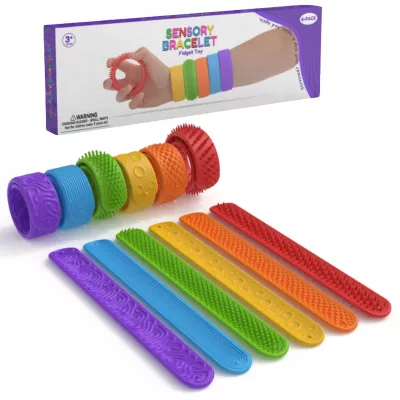 Komplet 6 kolorowych bransoletek sensorycznych antystresowych dla dzieci