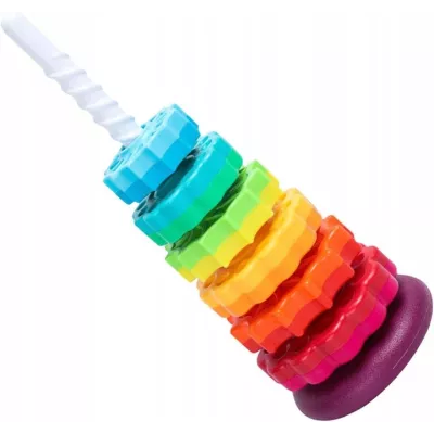 Tęczowa Wieża Piramida Montessori 6 Dysków Edukacyjna 40 cm