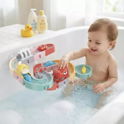 Tor Wodny Dino do Kąpieli Kulkowy DIY 30 el. Zabawka Sensoryczna