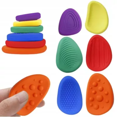 Zestaw 6x Kamienie Antystresowe SILIKONOWE Fidget Toy Sensoryczne ADHD