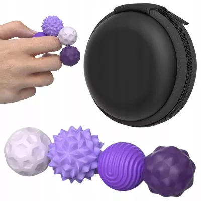 KULKI SENSORYCZNE Magnetyczne Antystresowe 4 sztuki Fioletowe z Etui