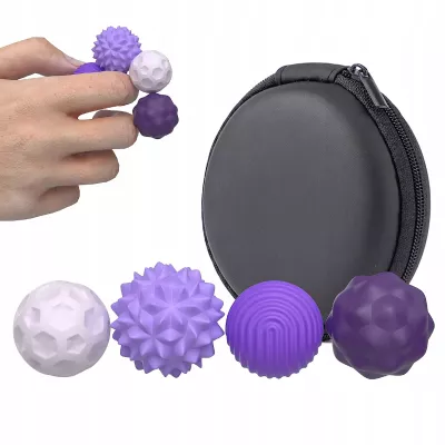 KULKI SENSORYCZNE Magnetyczne Antystresowe 4 sztuki Fioletowe z Etui