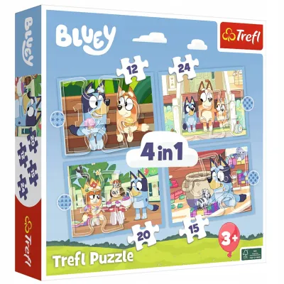 Puzzle 4w1 Bluey i jego świat 3+ Trefl 34637 Puzzle 4w1 Bluey i jego świat 3+ Trefl 34637