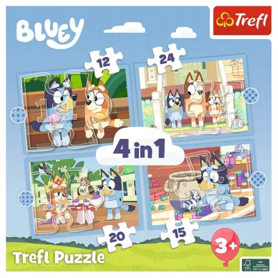 Puzzle 4w1 Bluey i jego świat 3+ Trefl 34637 Puzzle 4w1 Bluey i jego świat 3+ Trefl 34637