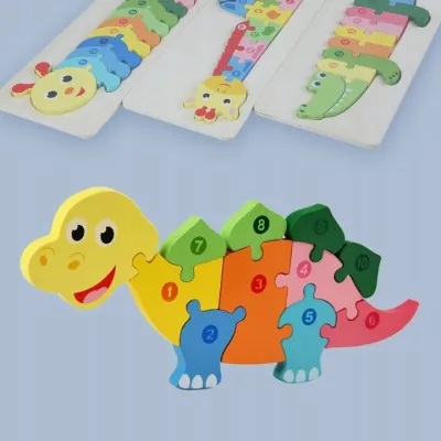 Edukacyjne drewniane klocki puzzle układanka 8765D