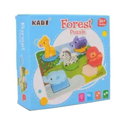 Edukacyjne drewniane puzzle safari klocki 0057