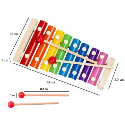Cymbałki drewniane dla dziecka kolorowe edukacyjne