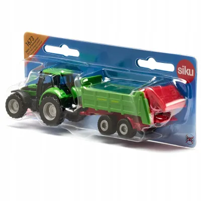 Siku Farmer Traktor z rozrzutnikiem obornika przyczepą metal model S1673