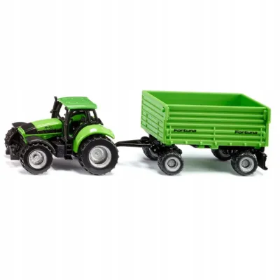 Siku Traktor Deutz-Fahr z przyczepą 2-osiową Fortuna model metal S1606