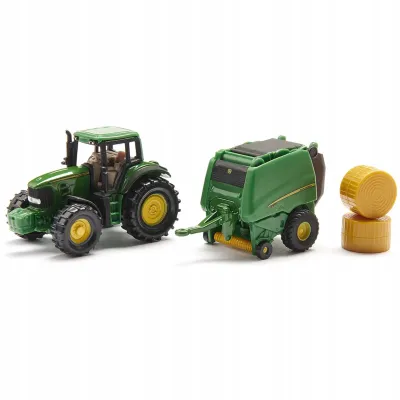 Siku Farmer Traktor z John Deere z prasą metal model S1665