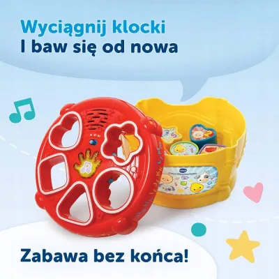 Bam bam w kształty gram bębenek sorter melodyjki klocki 12m+ Vtech 60670