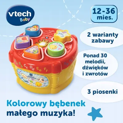 Bam bam w kształty gram bębenek sorter melodyjki klocki 12m+ Vtech 60670