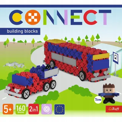 Zestaw klocków Connect 2w1: Autobus / Auto z naczepą Trefl 61973