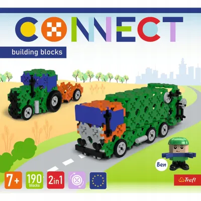 Zestaw klocków Connect 2w1: Śmieciarka / Traktor Trefl 61975