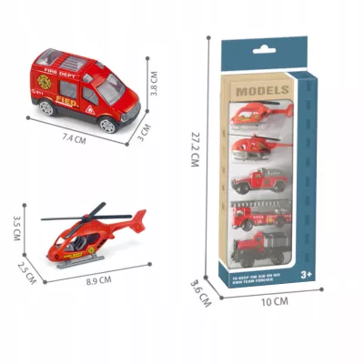 Zestaw pojazdów strażackich resoraki helikopter dla dzieci 6136