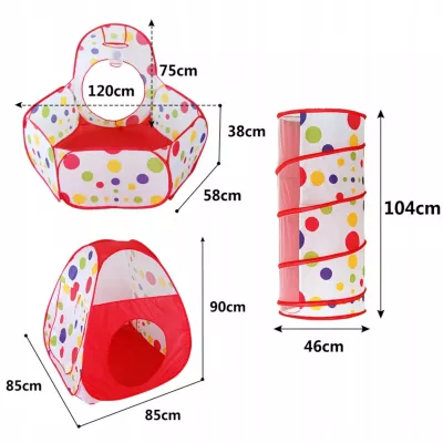 Namiot tunel 3w1 ogrodowy domek basen na piłki plac zabaw dla dzieci 600-75
