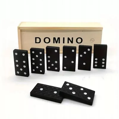 Gra domino rodzinna klasyczna 28 elementów drewniane pudełko 3896-5