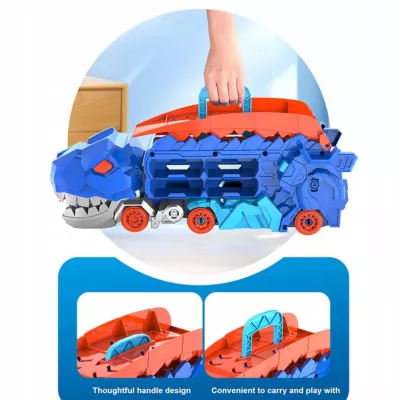 Ciężarówka dinozaur T-rex 2w1 wyrzutnia zjeżdżalnia resoraki autka MF-111