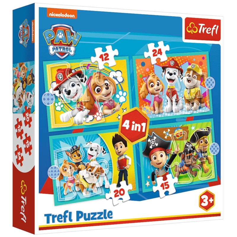 Puzzle 4w1 Psi Patrol Wesoła ekipa 3+ Trefl 34346