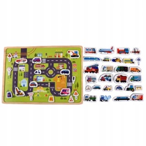 Układanka tablica puzzle magnetyczne samochody pojazdy transport MTF-C01