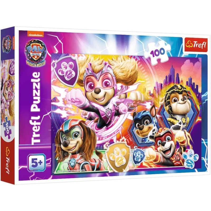 Puzzle 5+ Psi Patrol 100 el. Poznaj Mighty Pups Trefl 16460