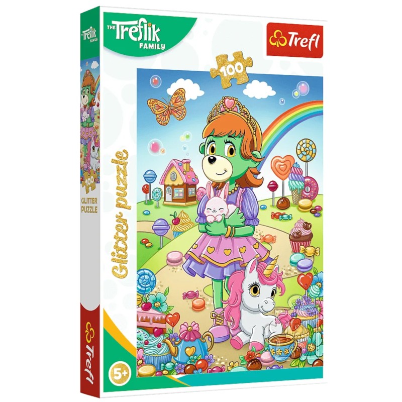 Puzzle Rodzina Treflików 100 el. Brokatowe Trefliki Glitter Trefl 14833