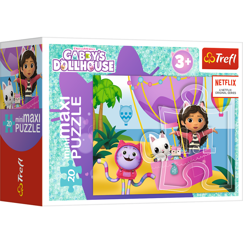 Puzzle 20 MiniMaxi Koci Domek Gabi w balonie 20 elementów 3+ Trefl 21157