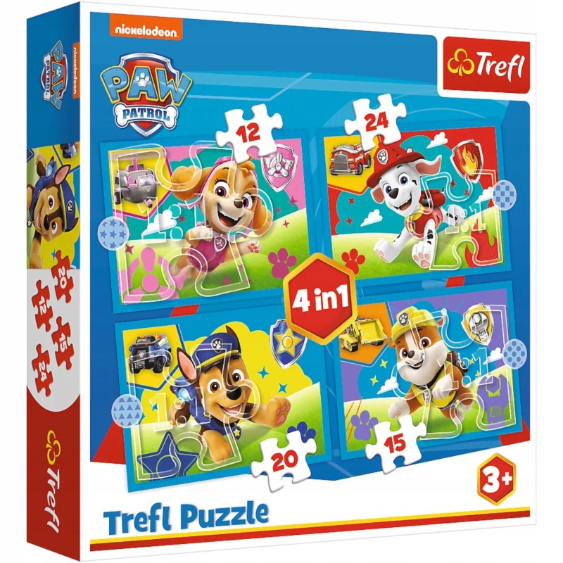 Puzzle 4w1 Psi Patrol Biegnące Pieski 3+ Trefl 34628