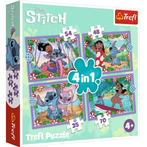Puzzle 4w1 Lilo & Stitch Szalony dzień Trefl 34633