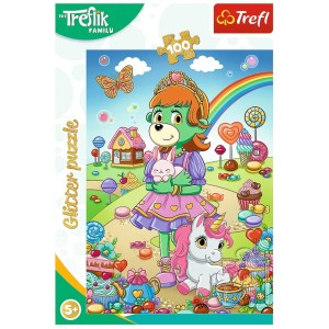 Puzzle Rodzina Treflików 100 el. Brokatowe Trefliki Glitter Trefl 14833