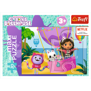 Puzzle 20 MiniMaxi Koci Domek Gabi w balonie 20 elementów 3+ Trefl 21157