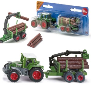 Siku Farmer Traktor z leśną przyczepą metal model S1645